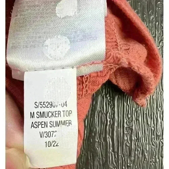 Old Navy Girls Smocked Crop Top Size Small 6-7 Orange Short Puff Sleeve - Picture 8 of 8